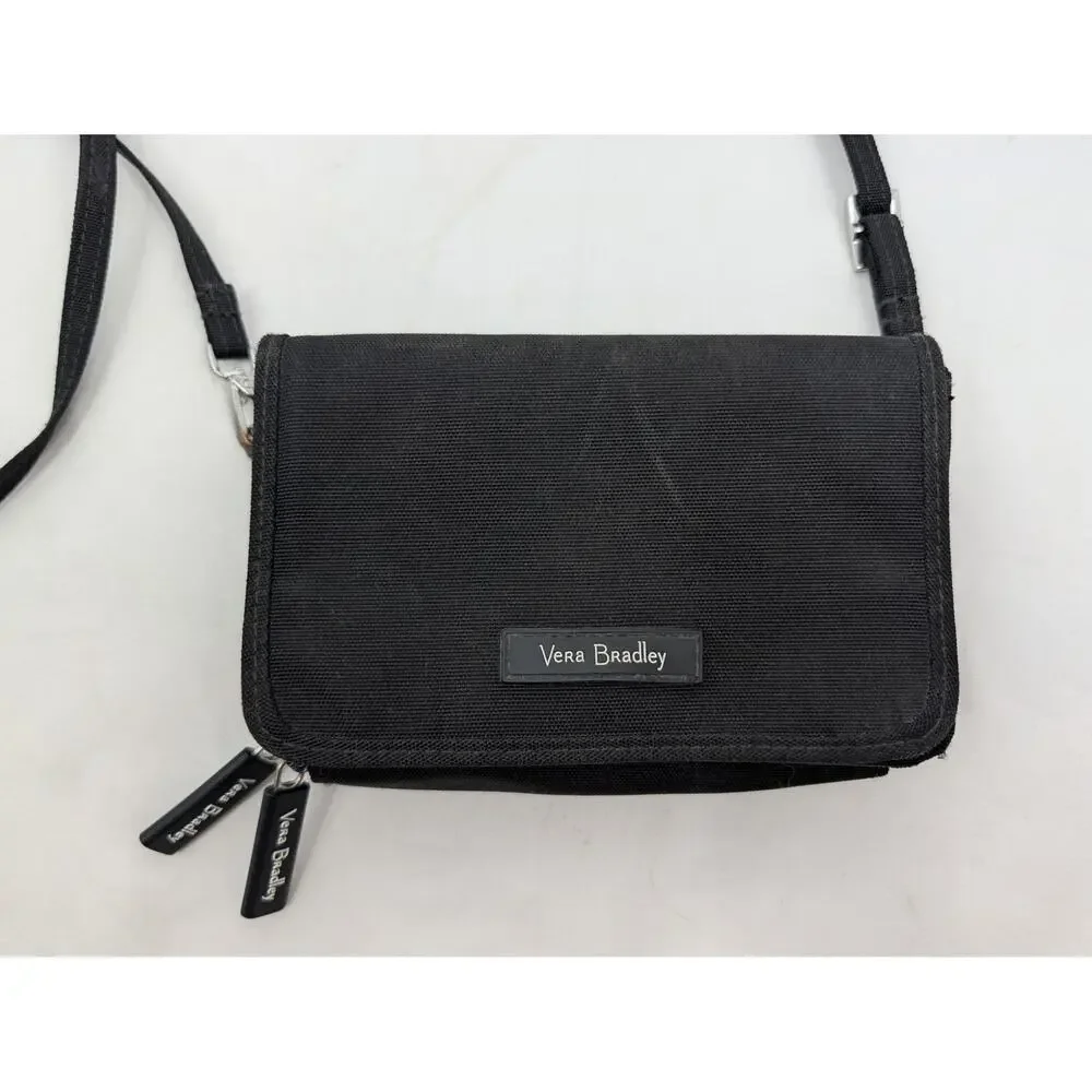 Vera Bradley Crossbody Wallet Organizer Purse Errand Floral Preppy Capsule Black